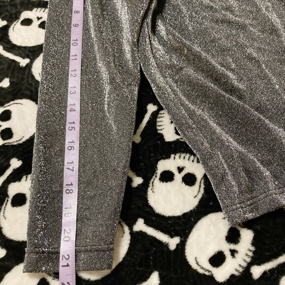 TRADITION Dark silver grey metallic faux twin set top ~ MEDIUM LARGE "cardigan" - Picture 10 of 14